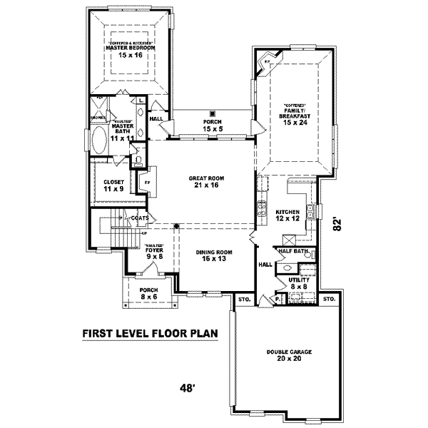Floor Plan - Main Floor for European House Plan #81-1531 - 3 bed, 2.5 bath