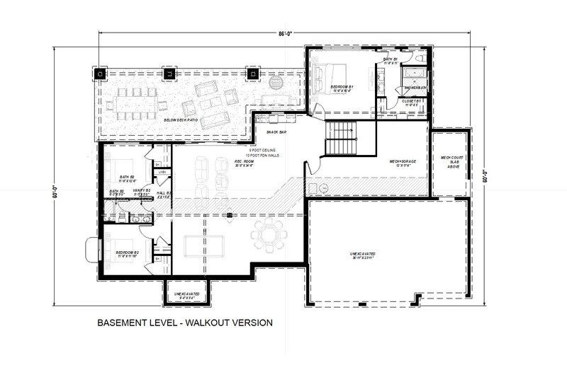 House Plan Design - Floor Plan - Lower Floor 1 for Contemporary House Plan #1069-42 - 3 bed, 2.5 bath