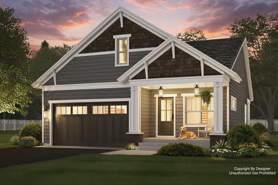 Exterior - Front Elevation for Bungalow House Plan #51-1329 - 3 bed, 2 bath
