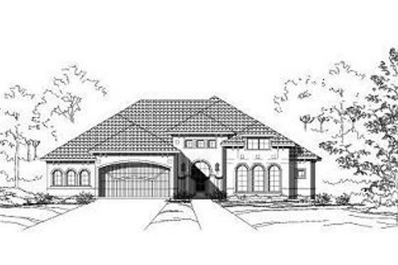 Exterior - Front Elevation for Mediterranean House Plan #411-633 - 4 bed, 3.5 bath