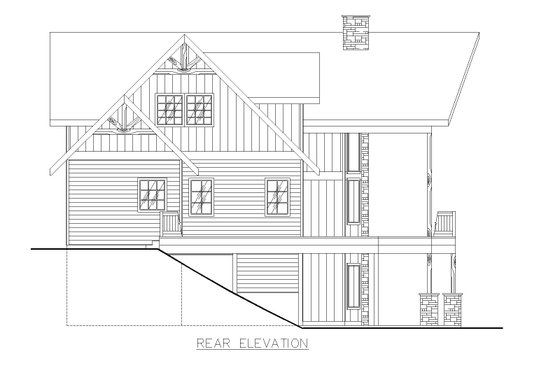 Exterior - Rear Elevation for Traditional House Plan #117-916 - 3 bed, 2.5 bath