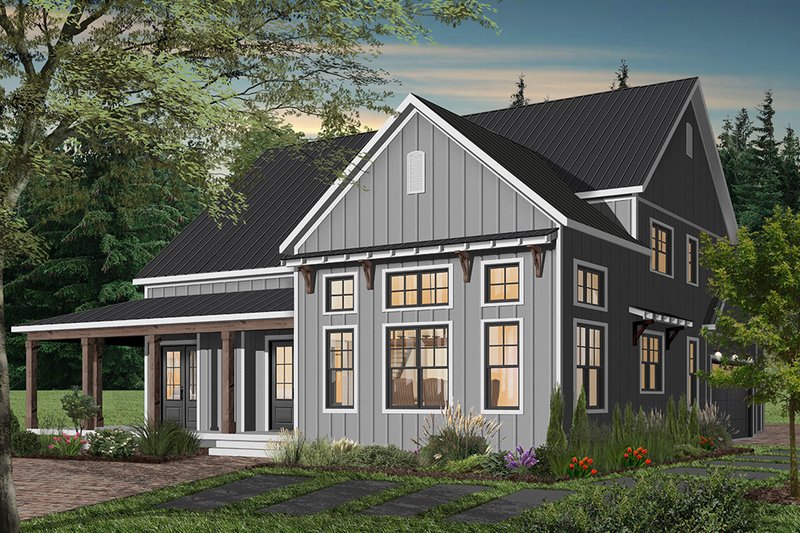 House Blueprint - Exterior - Rear Elevation 1 for Farmhouse House Plan #23-2690 - 4 bed, 3.5 bath