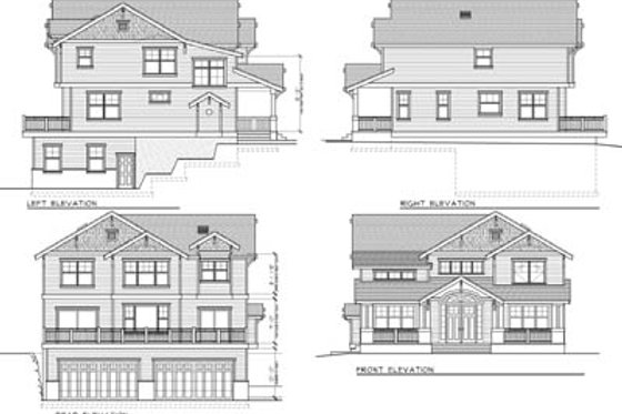 Exterior - Rear Elevation for Craftsman House Plan #100-437 - 5 bed, 3 bath