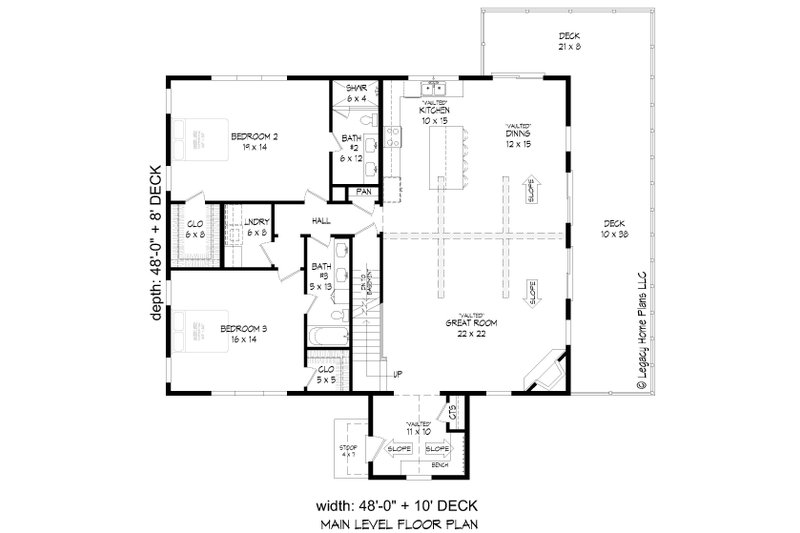 Architectural House Design - Floor Plan - Main Floor for Country House Plan #932-659 - 3 bed, 4 bath
