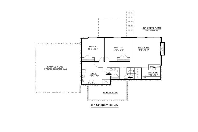 Architectural House Design - Floor Plan - Lower Floor for Craftsman House Plan #1064-44 - 1 bed, 1.5 bath