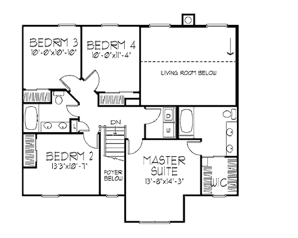 Country Floor Plan - Upper Floor Plan #320-454