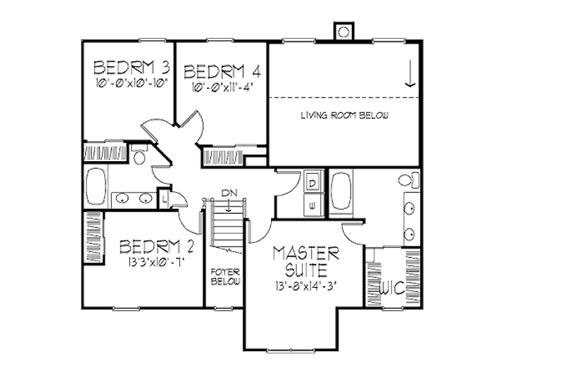 Home Plan - Floor Plan - Upper Floor for Country House Plan #320-454 - 4 bed, 2.5 bath