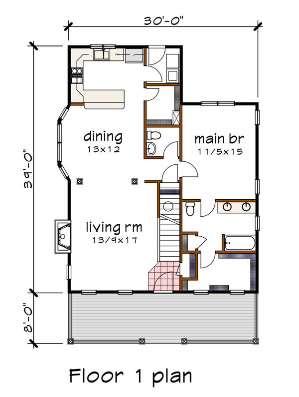 House Blueprint - Southern Floor Plan - Main Floor Plan #79-212