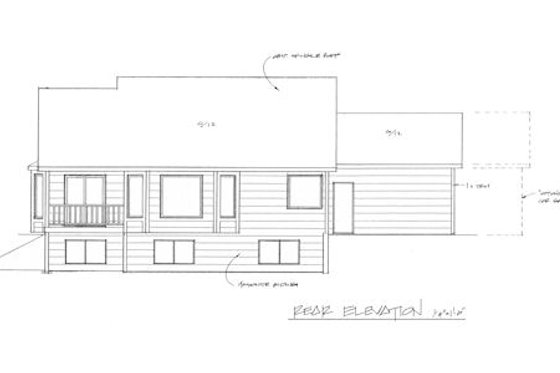 Exterior - Rear Elevation for Craftsman House Plan #58-205 - 2 bed, 2 bath