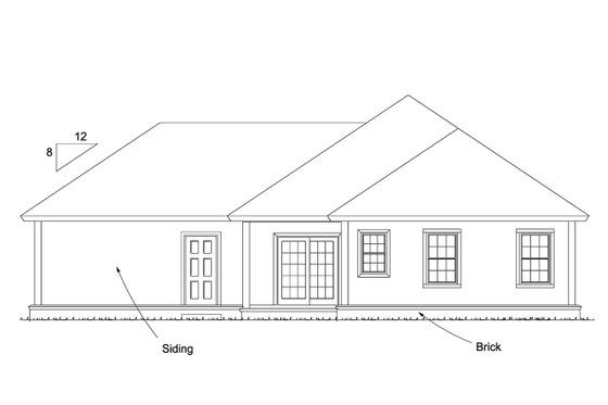 Exterior - Rear Elevation for Ranch House Plan #513-2178 - 4 bed, 3 bath