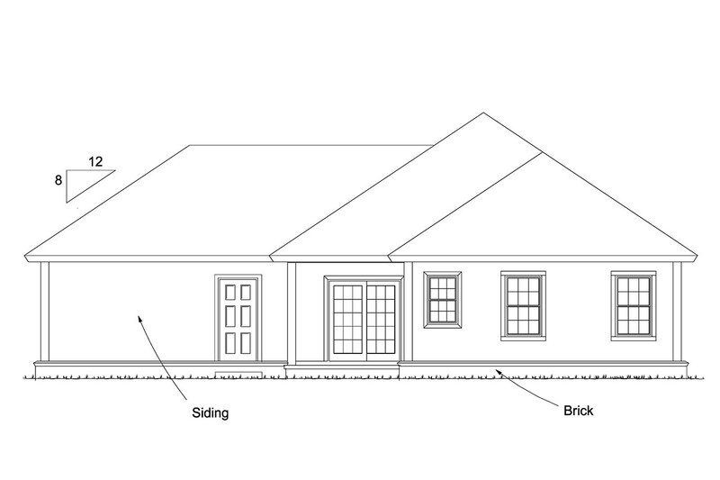 Architectural House Design - Exterior - Rear Elevation for Ranch House Plan #513-2178 - 4 bed, 3 bath