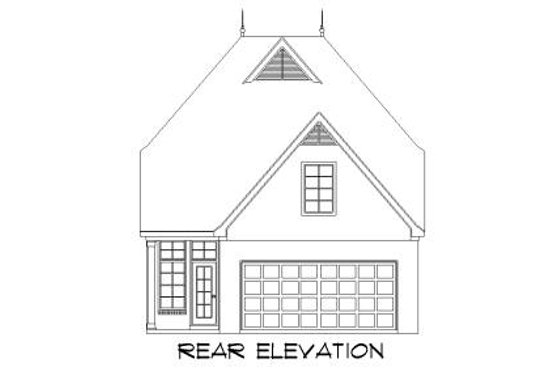 Exterior - Rear Elevation for European House Plan #424-134 - 3 bed, 2.5 bath