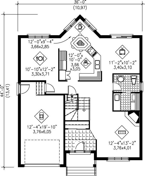 European Floor Plan - Main Floor Plan #25-2036