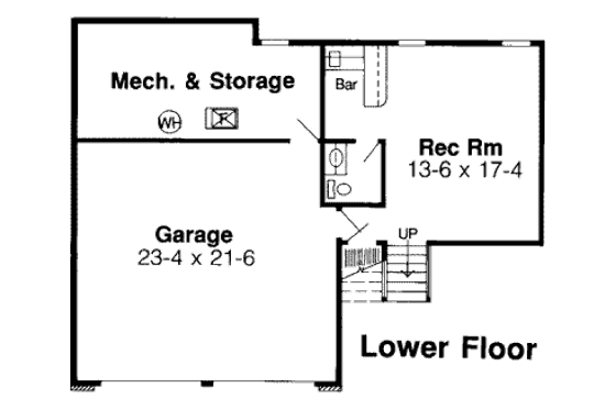 Floor Plan - Lower Floor for Modern House Plan #312-299 - 3 bed, 4 bath