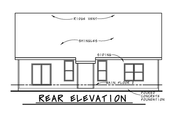 Exterior - Rear Elevation 2 for Farmhouse House Plan #20-2462 - 3 bed, 2.5 bath