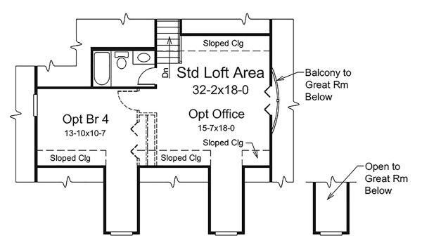 Architectural House Design - Country Floor Plan - Upper Floor Plan #57-641