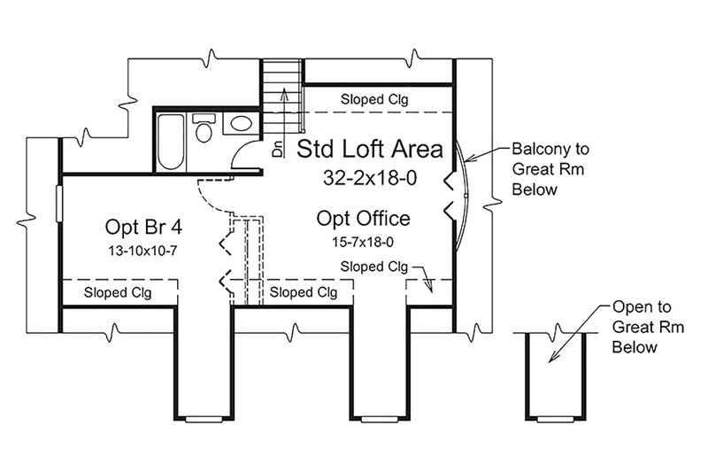 House Blueprint - Floor Plan - Upper Floor for Country House Plan #57-641 - 3 bed, 3 bath