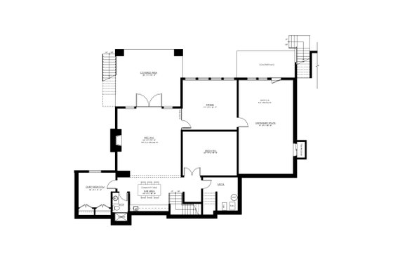 Floor Plan - Lower Floor for European House Plan #1114-12 - 6 bed, 4.5 bath