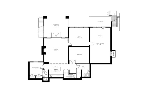 House Blueprint - European Floor Plan - Lower Floor Plan #1114-12