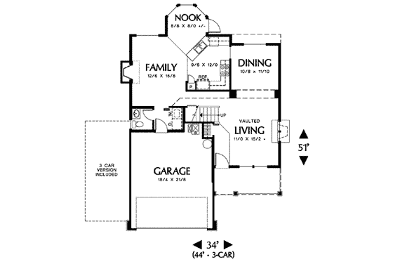 Floor Plan - Main Floor for Traditional House Plan #48-199 - 4 bed, 2.5 bath