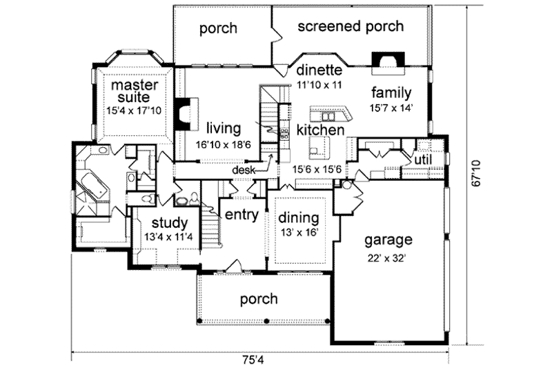 Home Plan - Floor Plan - Main Floor for Traditional House Plan #84-156 - 4 bed, 3.5 bath