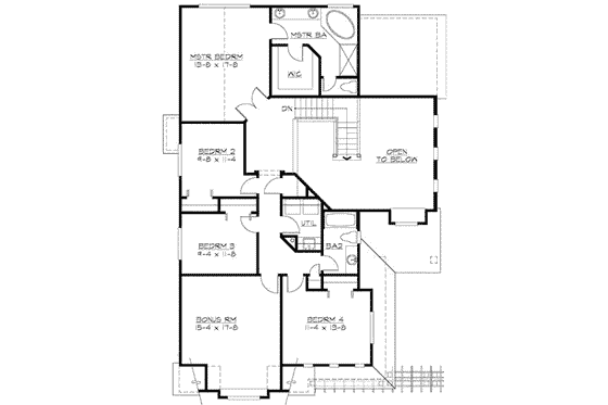 Floor Plan - Upper Floor for Craftsman House Plan #132-126 - 4 bed, 2.5 bath