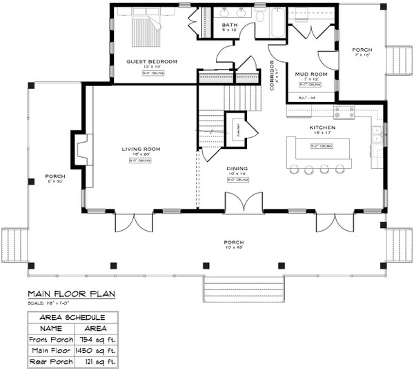 Farmhouse Floor Plan - Main Floor Plan #1101-17