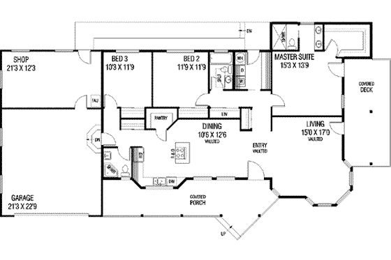 Floor Plan - Main Floor for Ranch House Plan #60-268 - 3 bed, 3 bath