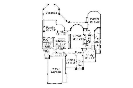 Floor Plan - Main Floor for European House Plan #411-568 - 4 bed, 4.5 bath