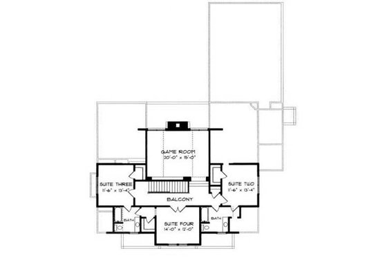 Floor Plan - Upper Floor for Craftsman House Plan #413-105 - 4 bed, 3 bath