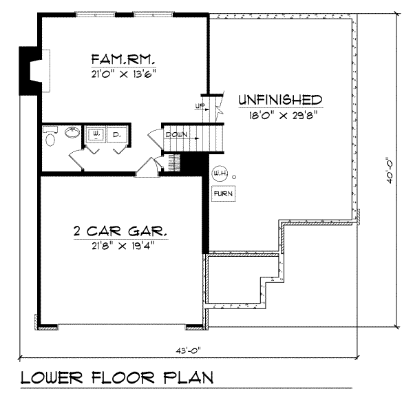 Architectural House Design - Traditional Floor Plan - Lower Floor Plan #70-181