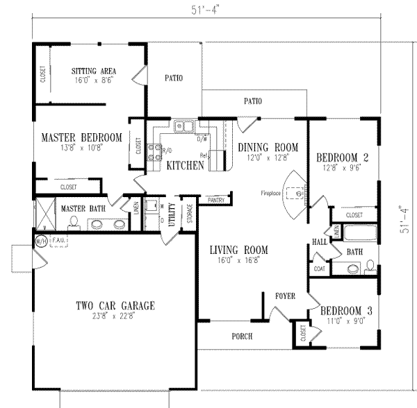 Adobe / Southwestern Style House Plan - 3 Beds 2 Baths 1484 Sq/Ft Plan ...