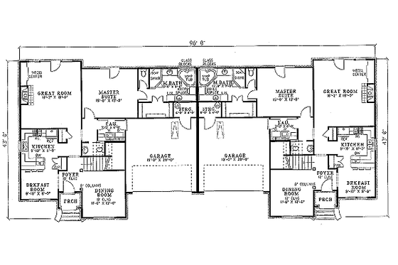 Floor Plan - Main Floor for European House Plan #17-2010 - 3 bed, 2.5 bath