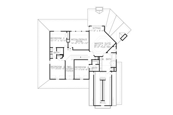 Floor Plan - Upper Floor for Farmhouse House Plan #54-485 - 4 bed, 4 bath