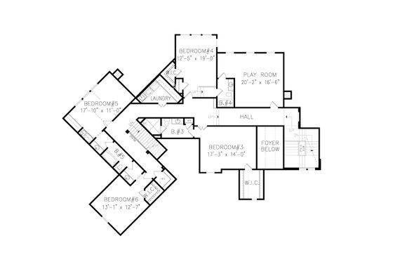 Floor Plan - Upper Floor for Craftsman House Plan #54-411 - 6 bed, 5.5 bath