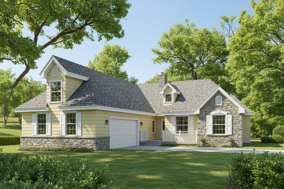 Exterior - Front Elevation for Cottage House Plan #105-201 - 4 bed, 3 bath