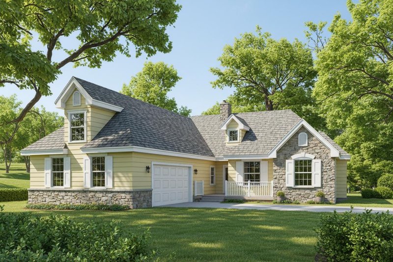 Cottage Style House Plan - 4 Beds 3 Baths 2038 Sq/Ft Plan #105-201 Exterior