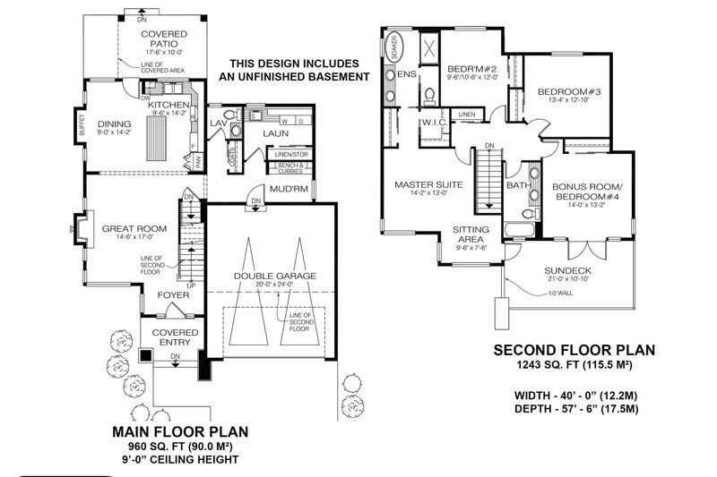 House Blueprint - Floor Plan - Main Floor for Modern House Plan #1100-57 - 4 bed, 2.5 bath