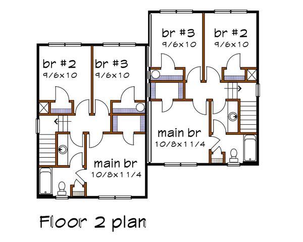 Traditional Floor Plan - Upper Floor Plan #79-239