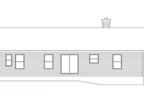 Exterior - Rear Elevation for Ranch House Plan #22-536 - 3 bed, 2 bath