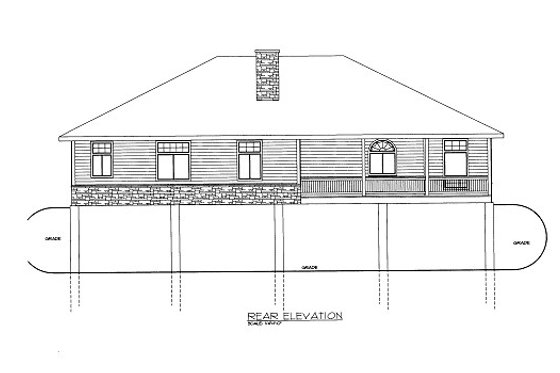 Exterior - Rear Elevation for Bungalow House Plan #117-698 - 2 bed, 2 bath
