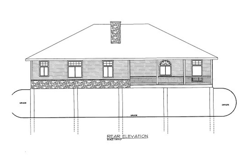 House Blueprint - Exterior - Rear Elevation for Bungalow House Plan #117-698 - 2 bed, 2 bath