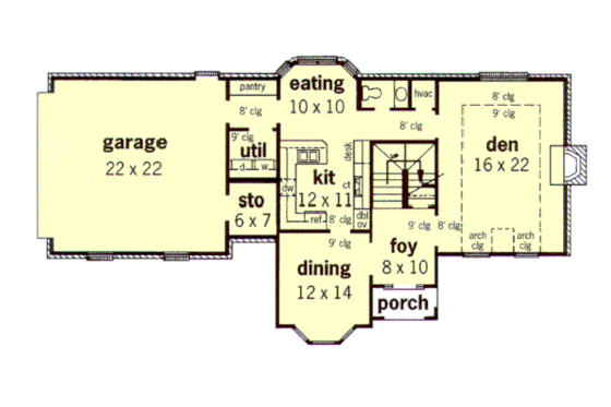 Floor Plan - Main Floor for European House Plan #16-205 - 3 bed, 2.5 bath