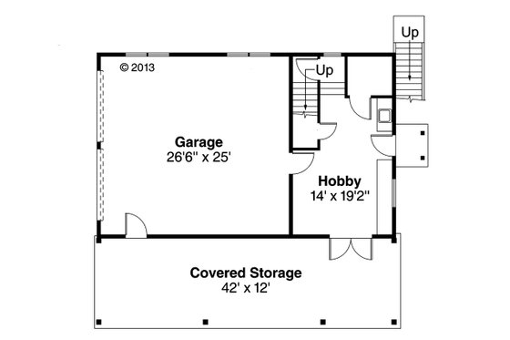 Floor Plan - Main Floor for Craftsman House Plan #124-1142, 1 bath