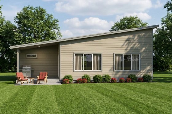 Exterior - Rear Elevation for Contemporary House Plan #126-185 - 3 bed, 2 bath