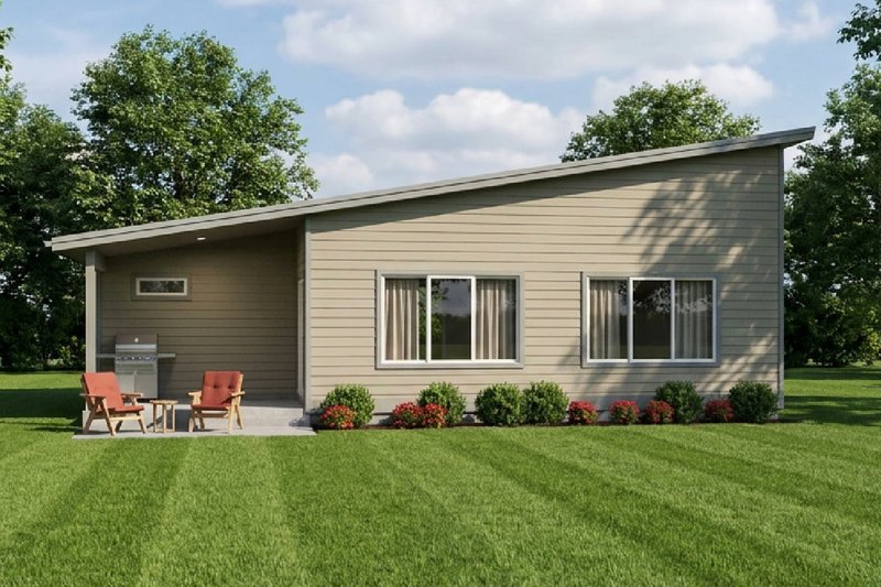 Architectural House Design - Exterior - Rear Elevation for Contemporary House Plan #126-185 - 3 bed, 2 bath