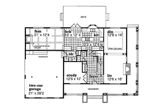 Floor Plan - Main Floor for Country House Plan #47-642 - 4 bed, 2.5 bath