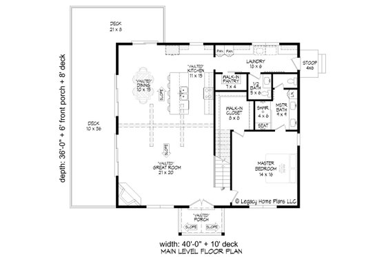 Floor Plan - Main Floor for Southern House Plan #932-891 - 3 bed, 2.5 bath