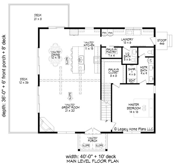 Southern Floor Plan - Main Floor Plan #932-891