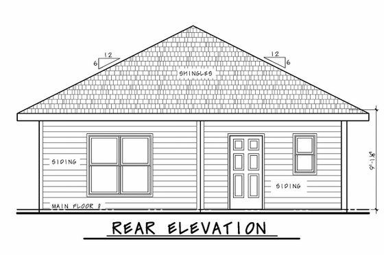 Exterior - Rear Elevation for Traditional House Plan #20-2341 - 2 bed, 2 bath
